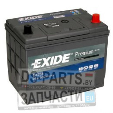 Exide EA754 Premium 75 ah 630A (R+) 270x173x222 мм