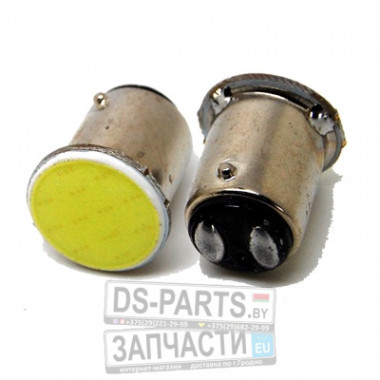Светодиод (Цоколь P21/5W) BA15COB-12C-mini, 12В. 2-конт. Холодный БЕЛЫЙ (6000К)