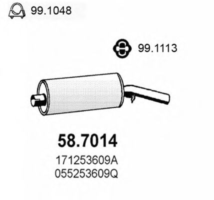 Глушитель выхлопных газов конечный ASSO 58.7014