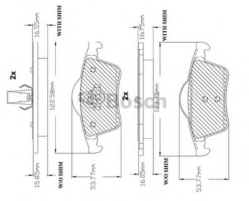 Комплект тормозных колодок, дисковый тормоз BOSCH F 03B 150 066